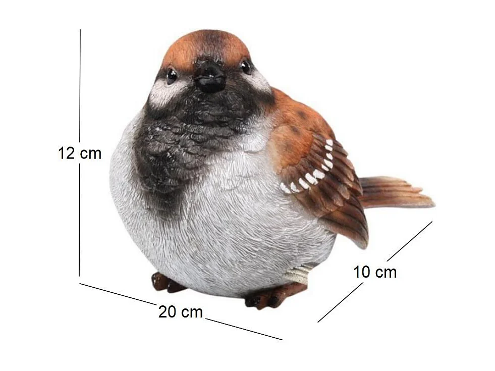 Moineau debout en résine 20 x 10 x 12 cm