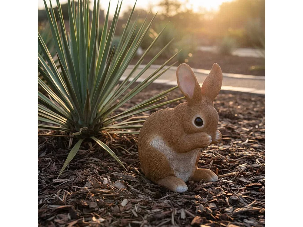 Lapin en résine pattes sur le museau