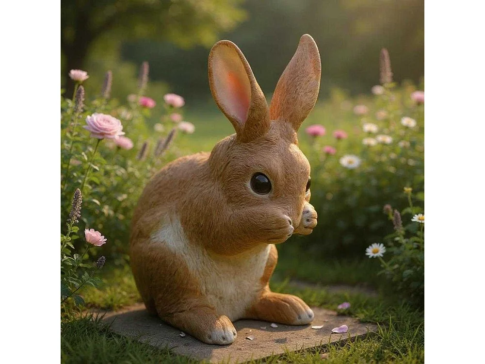 Lapin en résine pattes sur le museau