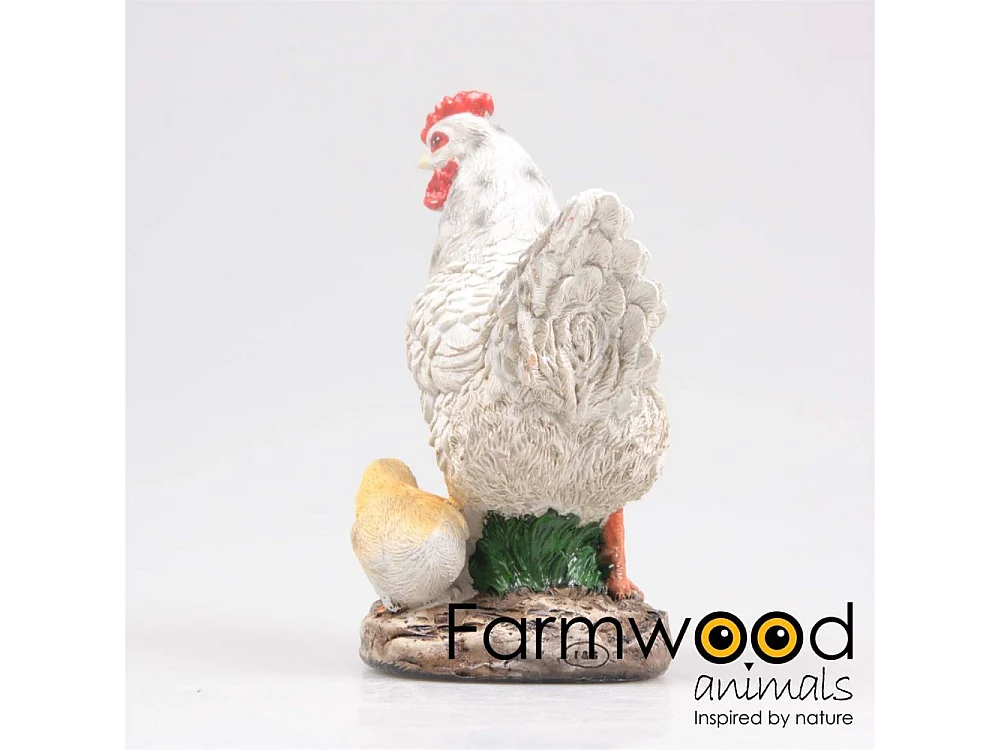 Poule avec poussins en résine 15 x 11 x 20 cm