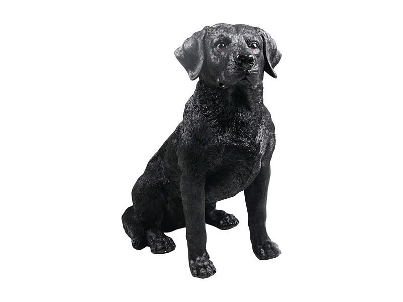 Chien labrador noir en résine Assis