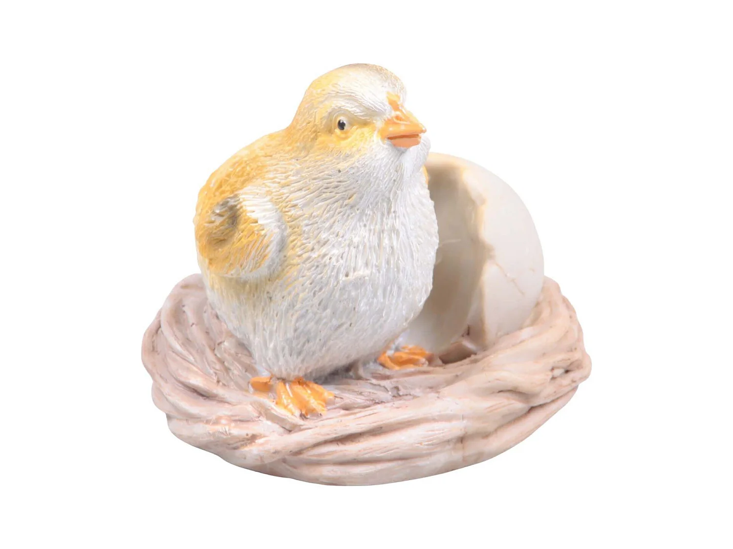 Poussin avec oeuf cassé en résine 10 x 9 x 11 cm