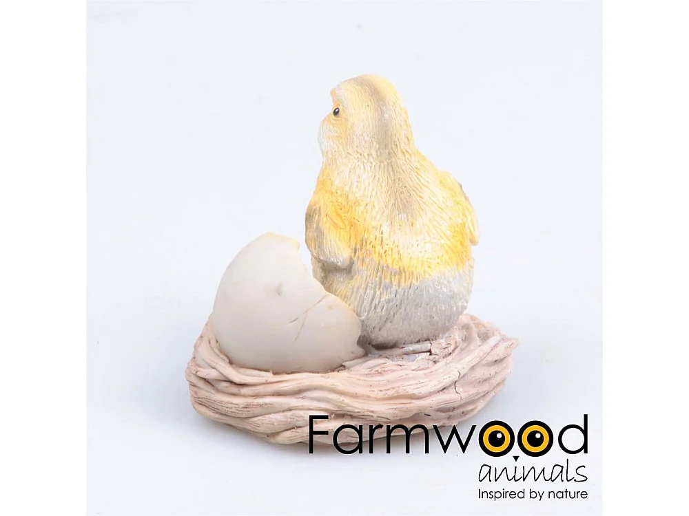 Poussin avec oeuf cassé en résine 10 x 9 x 11 cm