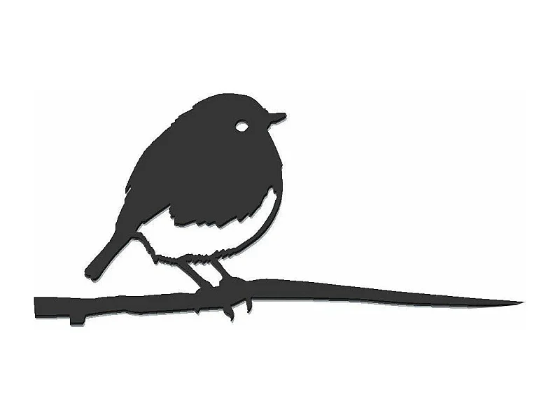 Oiseau à planter rouge gorge en acier corten Hauteur 14cm