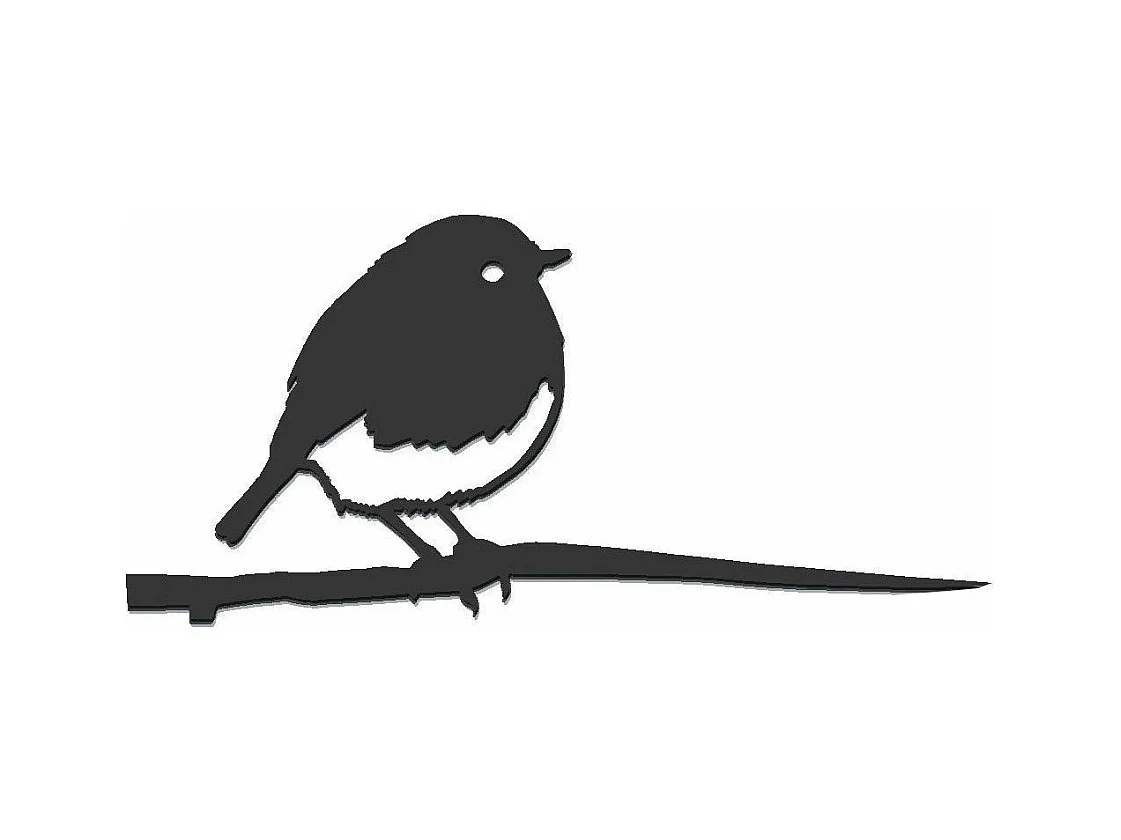 Oiseau à planter rouge gorge en acier corten Hauteur 14cm