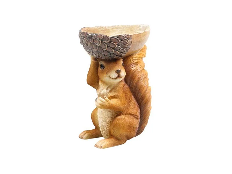 Ecureuil en résine avec bol sur la tête