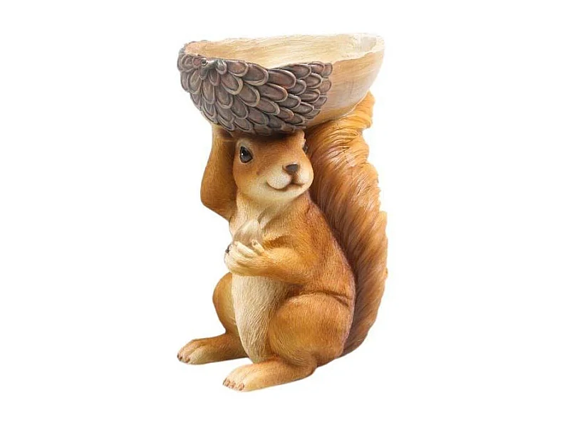 Ecureuil en résine avec bol sur la tête