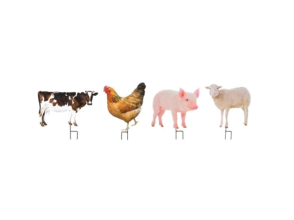 Animal de la ferme décoratif sur pic (Lot de 2)
