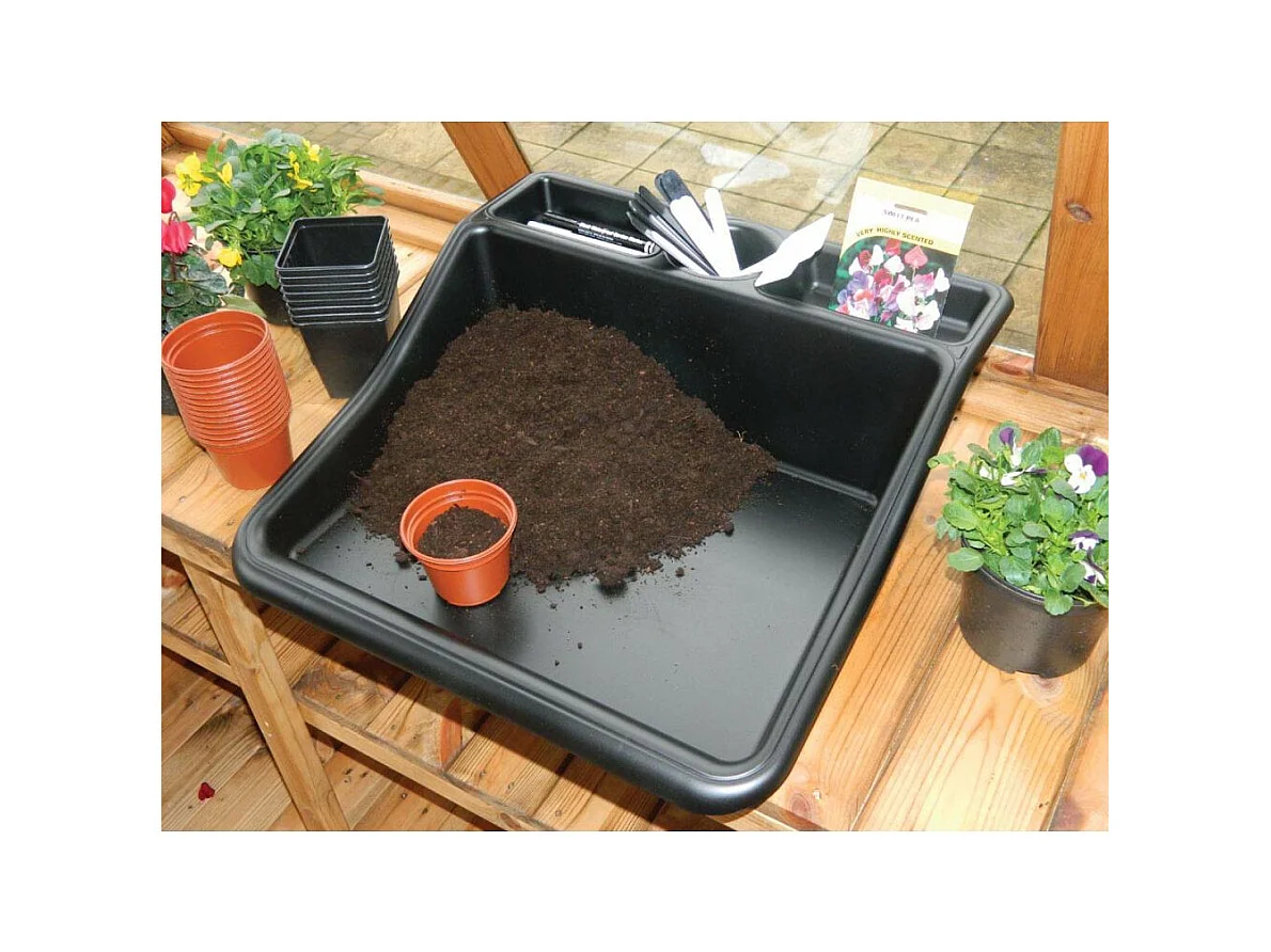 Plateau de jardinage en plastique avec rangement
