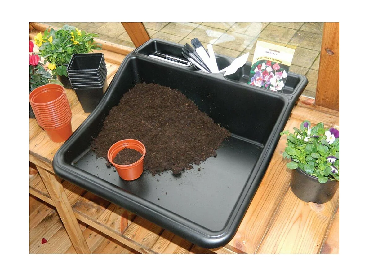 Plateau de jardinage en plastique avec rangement