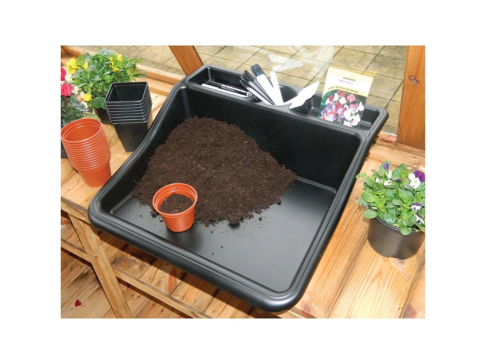 Plateau de jardinage en plastique avec rangement