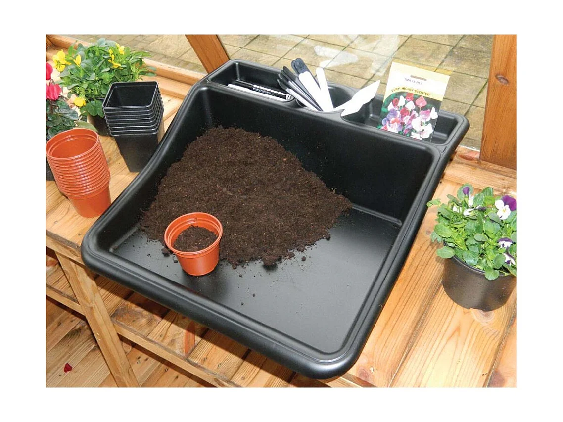 Plateau de jardinage en plastique avec rangement