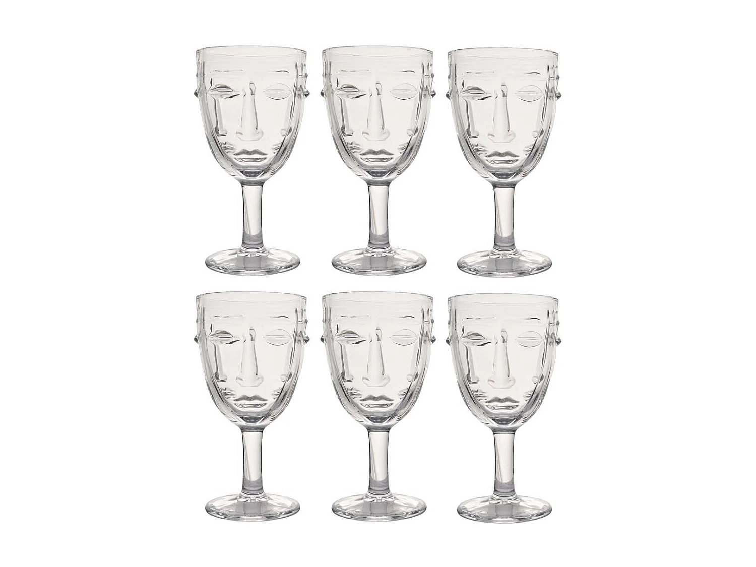 Verre à pied Visage transparent 8 x 16.5 cm Lot de 6