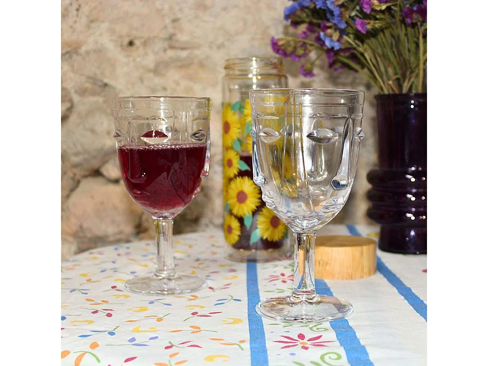 Verre à pied Visage transparent 8 x 16.5 cm Lot de 6