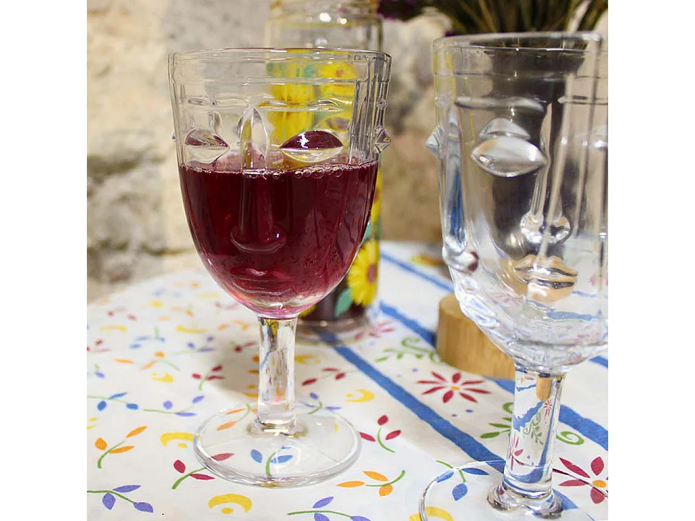 Verre à pied Visage transparent 8 x 16.5 cm Lot de 6