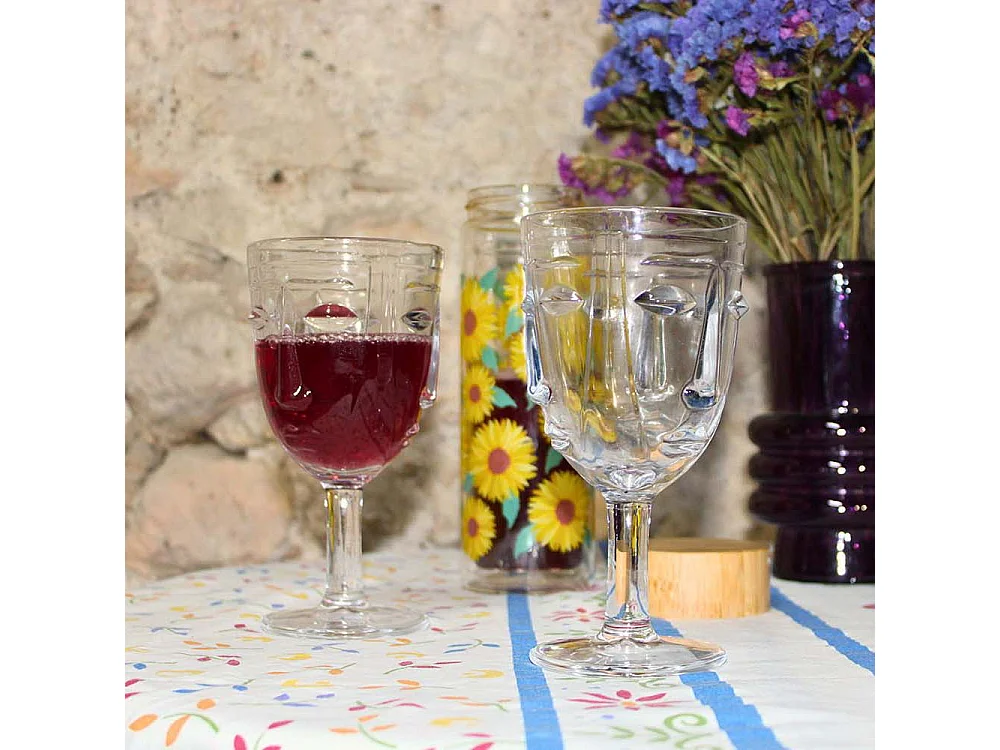 Verre à pied Visage transparent 8 x 16.5 cm Lot de 6