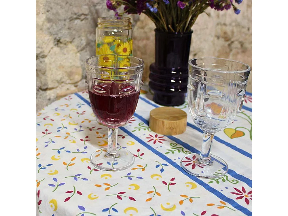 Verre à pied Visage transparent 8 x 16.5 cm Lot de 6