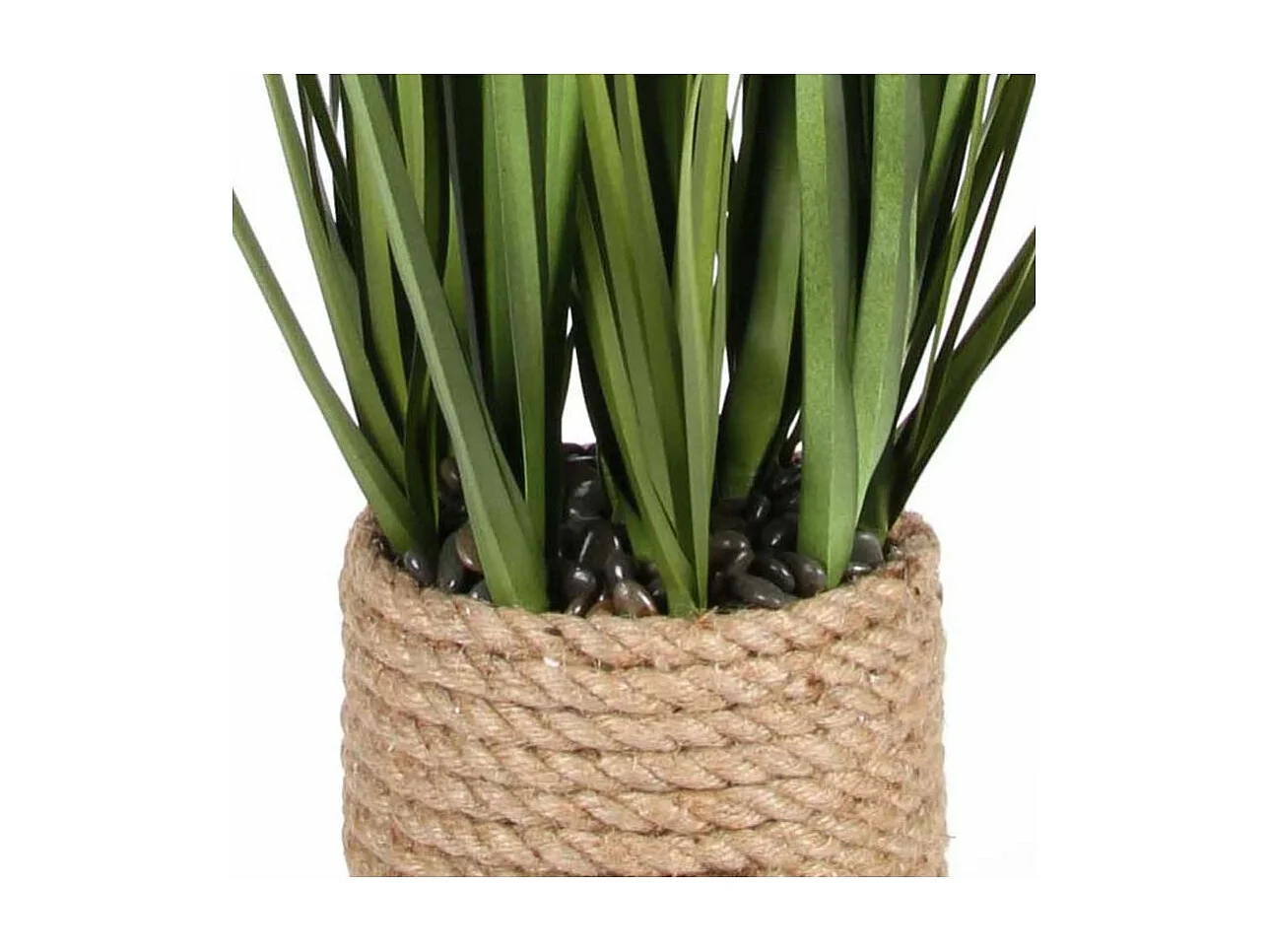 Graminées et plumeaux artificiels pot en corde hauteur 80 cm