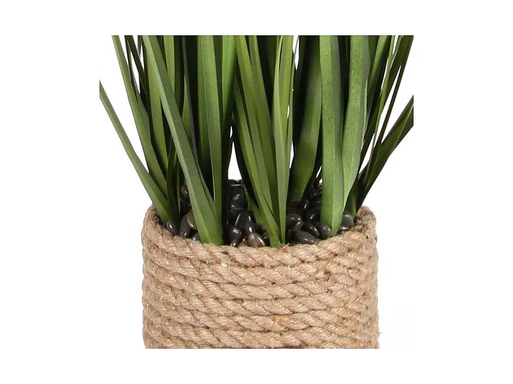 Graminées et plumeaux artificiels pot en corde hauteur 80 cm