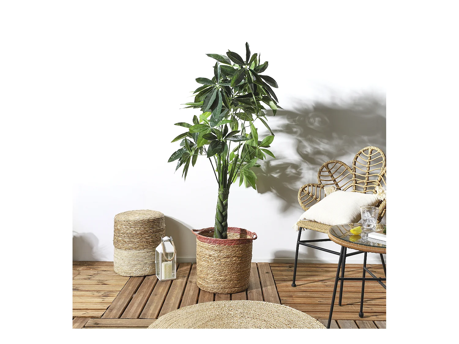 Plante Artificielle Pachira H155cm Vert, Marron, Noir