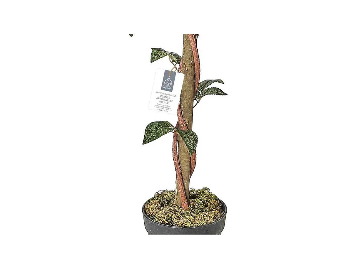Plante Artificielle Rosier H90cm Vert, Marron, Noir, Blanc