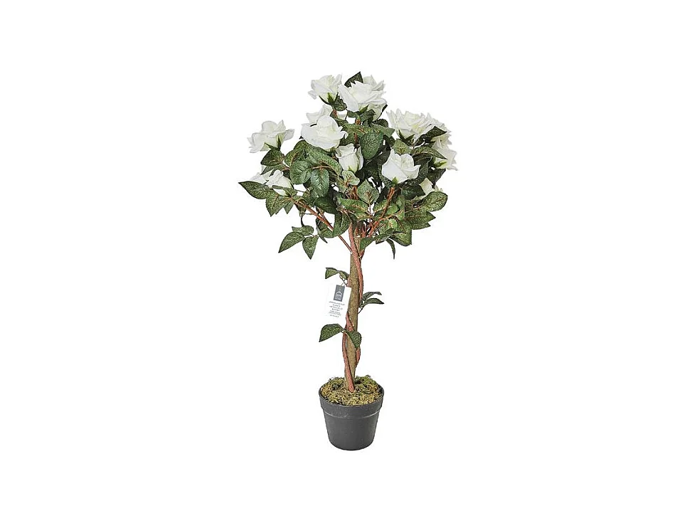 Plante Artificielle Rosier H90cm Vert, Marron, Noir, Blanc