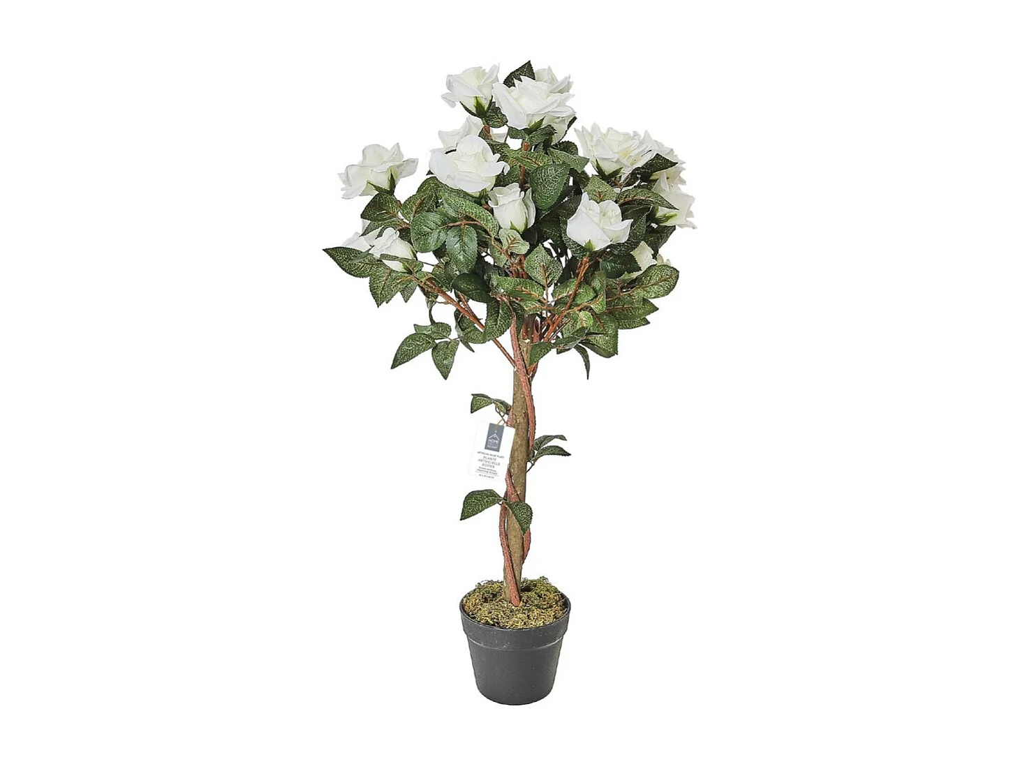 Plante Artificielle Rosier H90cm Vert, Marron, Noir, Blanc