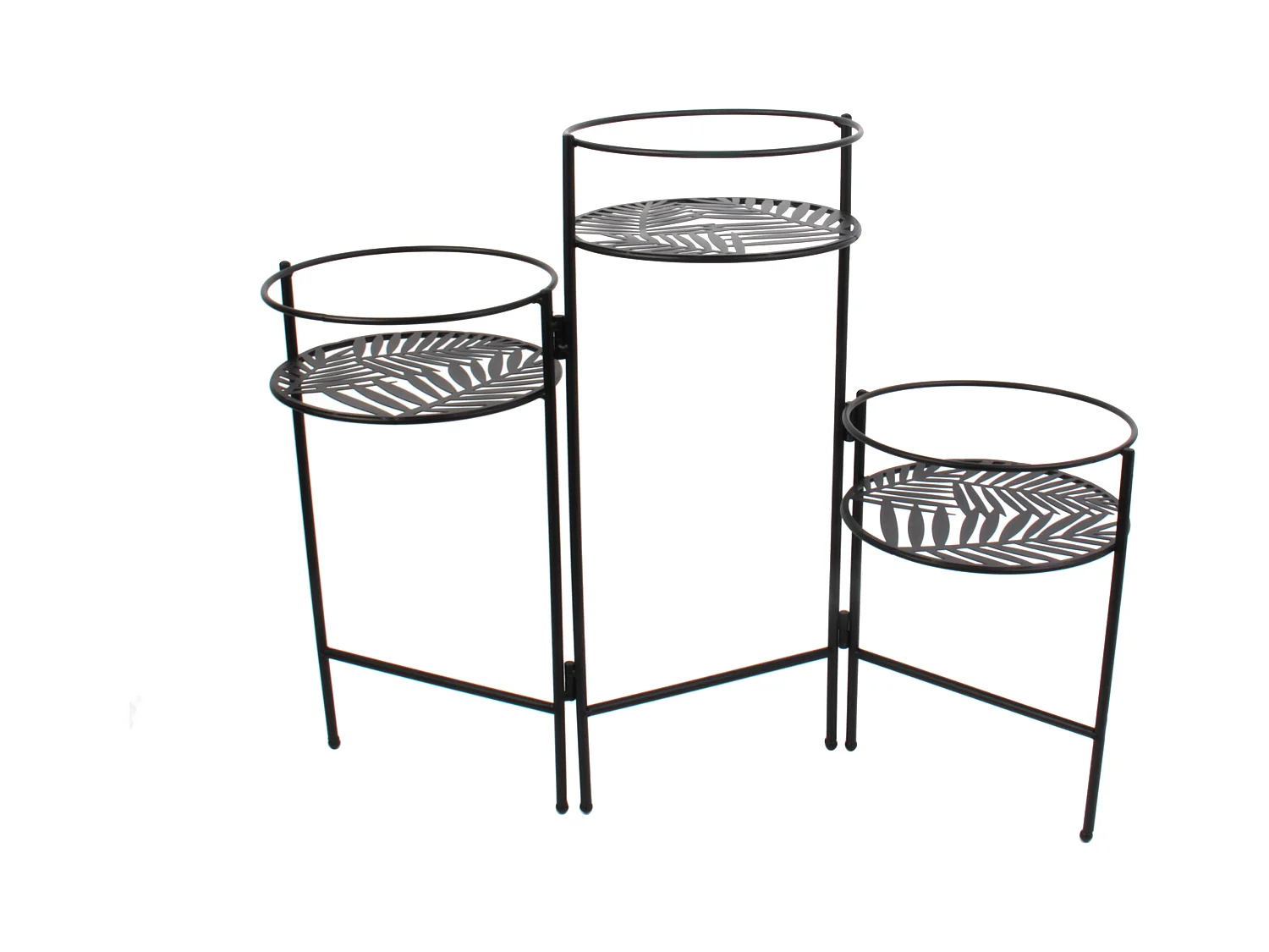 Porte Plantes X3 En Eventail Metal Noir