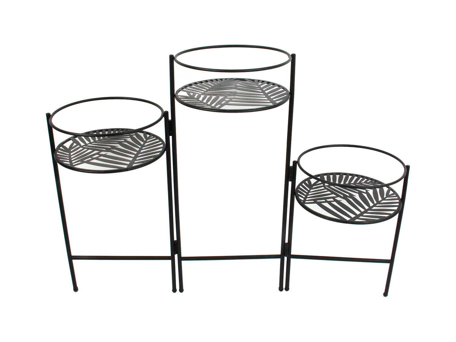 Porte Plantes X3 En Eventail Metal Noir