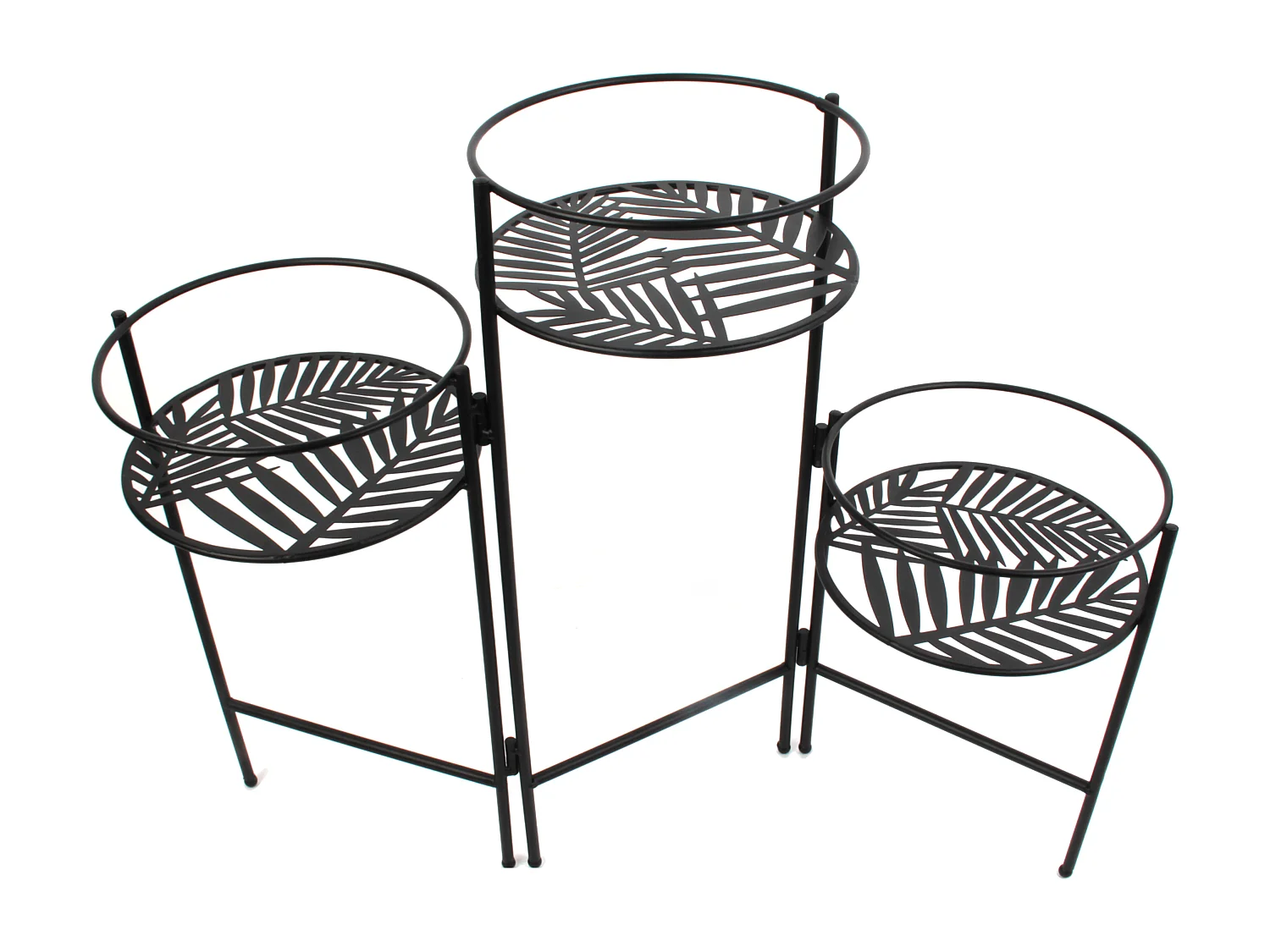 Porte Plantes X3 En Eventail Metal Noir