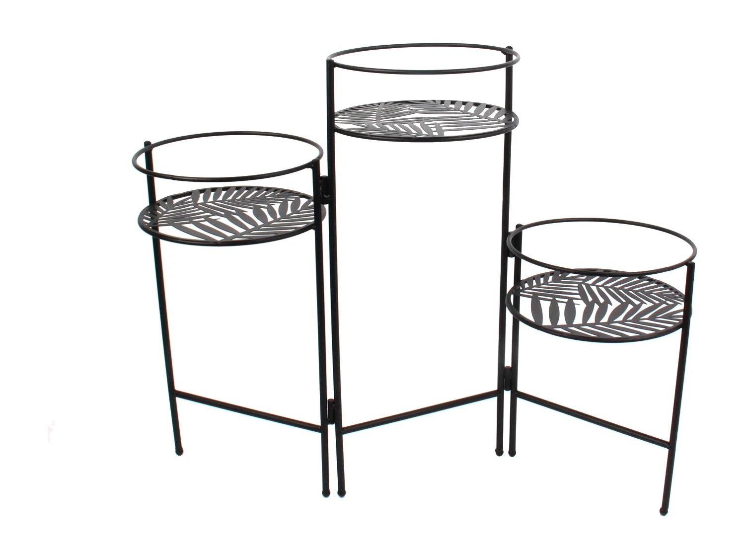 Porte Plantes X3 En Eventail Metal Noir