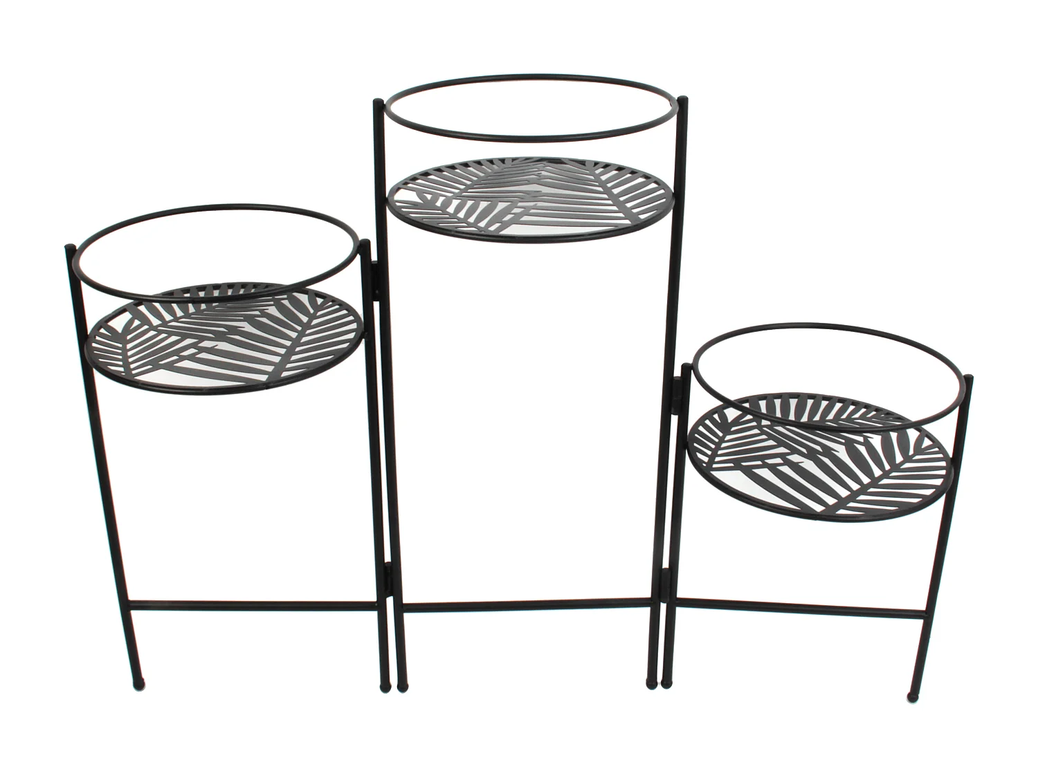 Porte Plantes X3 En Eventail Metal Noir