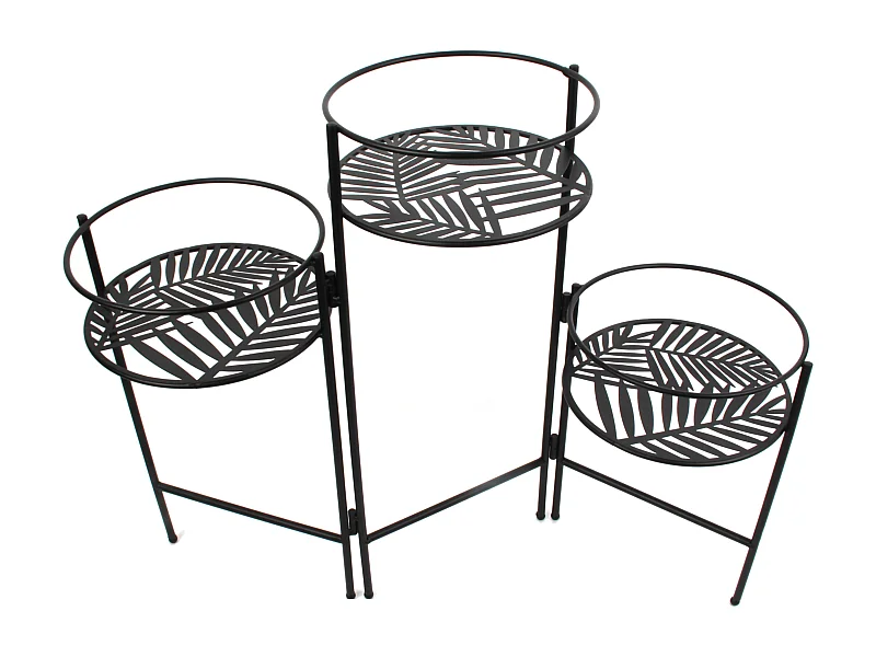 Porte Plantes X3 En Eventail Metal Noir