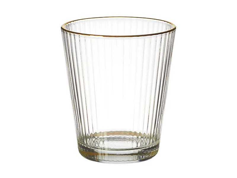 Lot De 6 Verres Stries Liseret Gold 35cl Transparent, Or