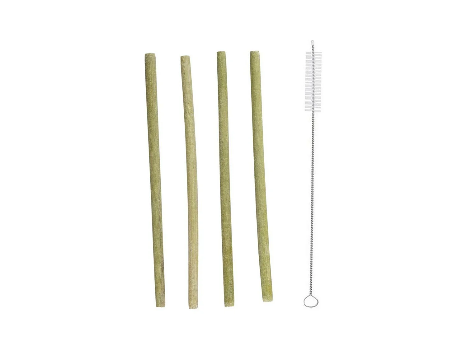 Lot de 4 Pailles & Goupillon "Ecolo" 22cm Naturel