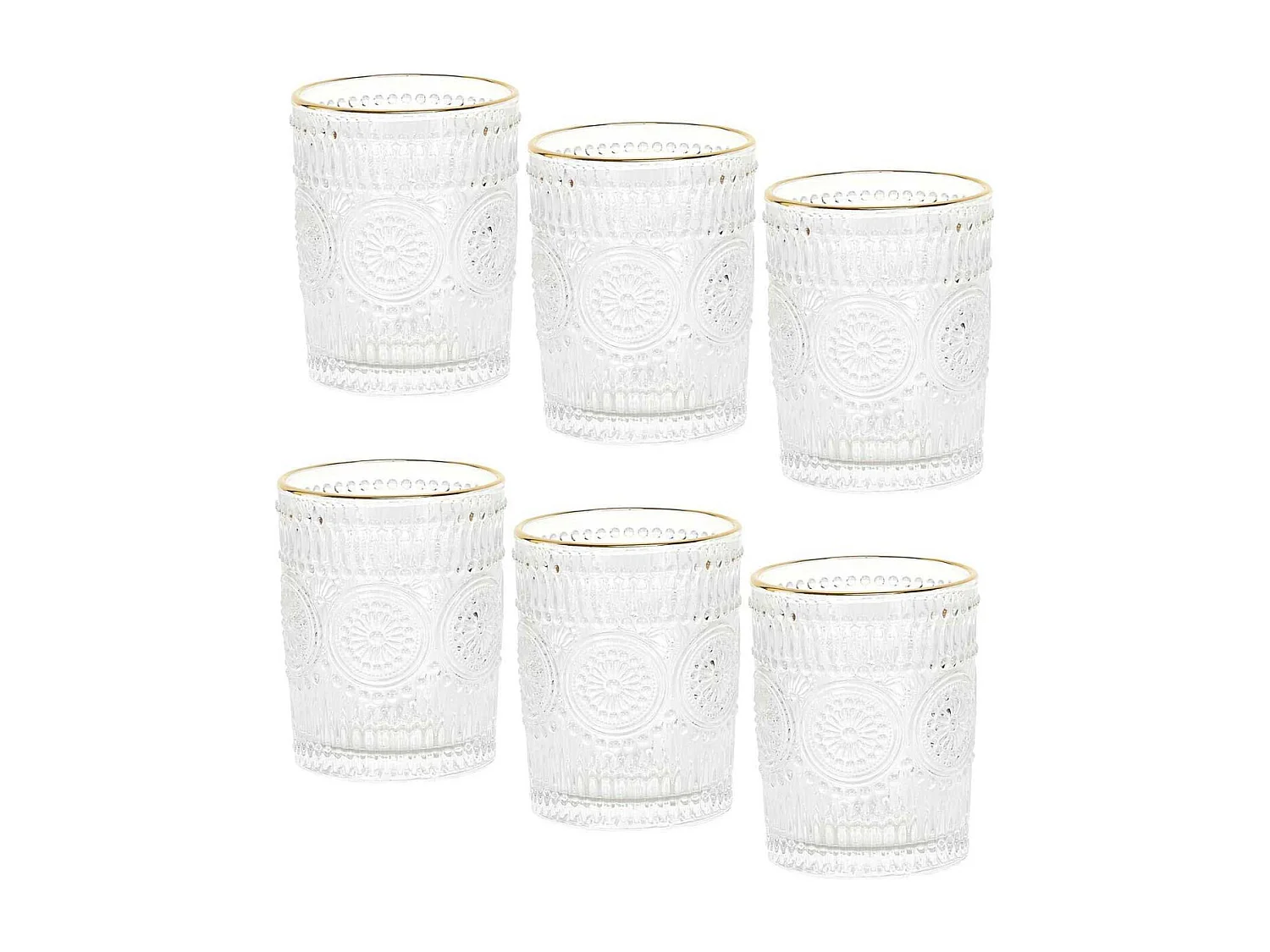 Set aus 6 Gläsern mit Goldrand