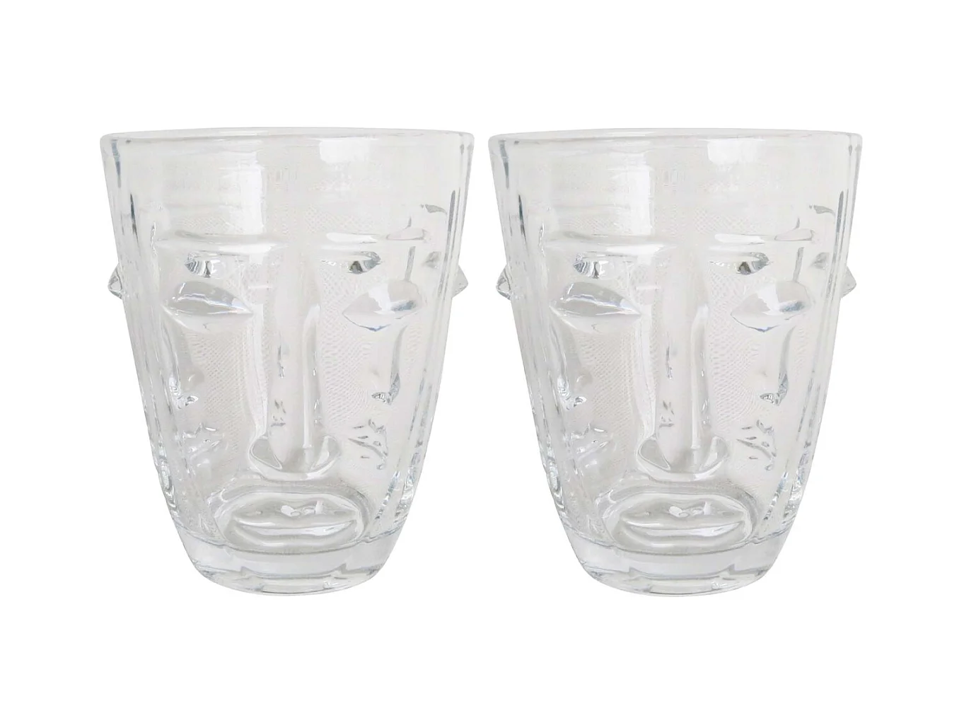 Verre à eau Visage transparent 8 x 10 cm Lot de 2