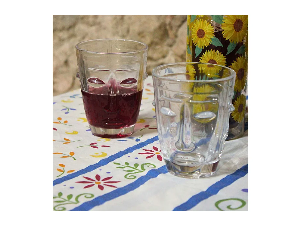 Verre à eau Visage transparent 8 x 10 cm Lot de 2