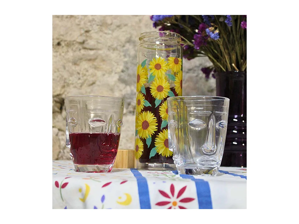 Verre à eau Visage transparent 8 x 10 cm Lot de 2