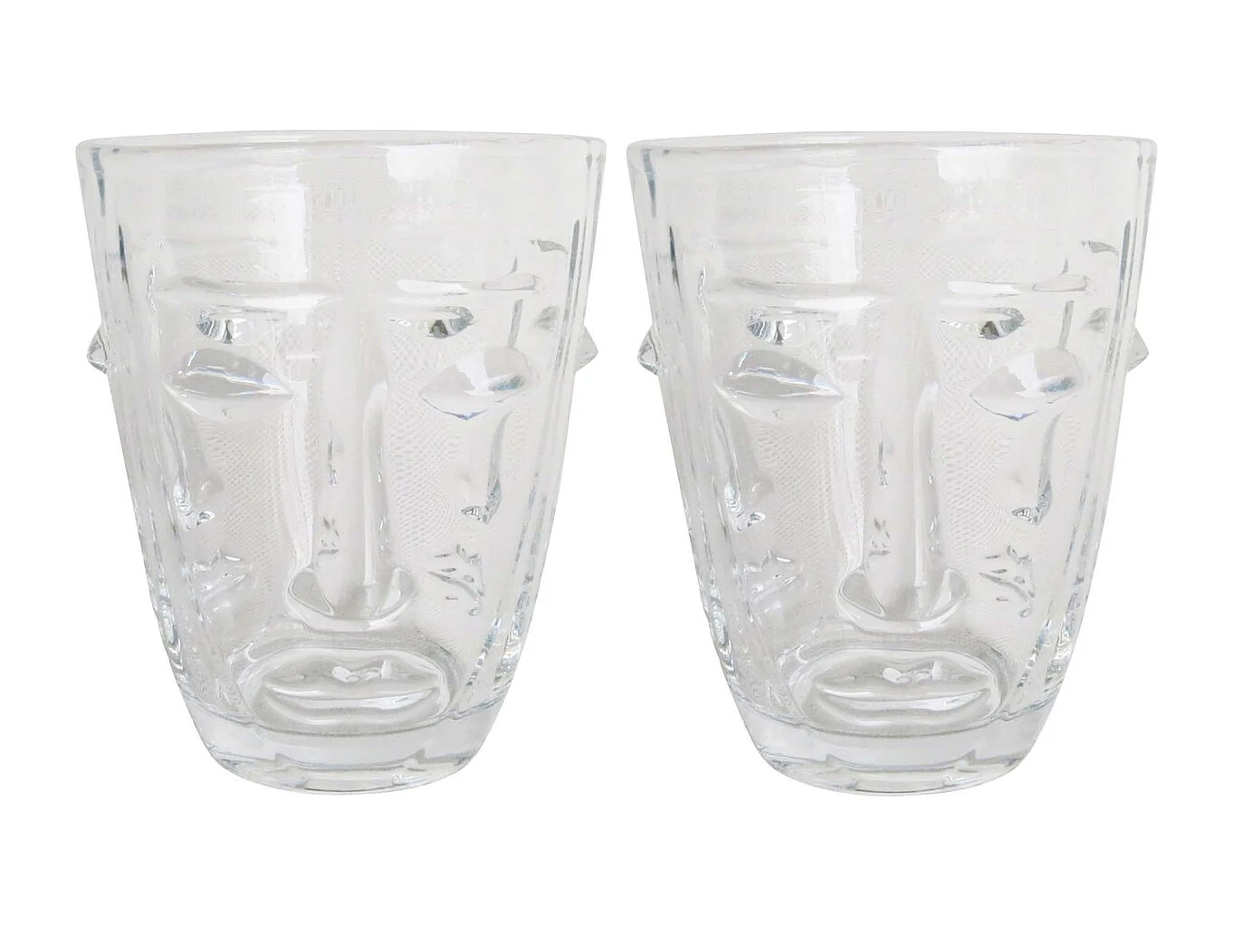 Verre à eau Visage transparent 8 x 10 cm Lot de 2