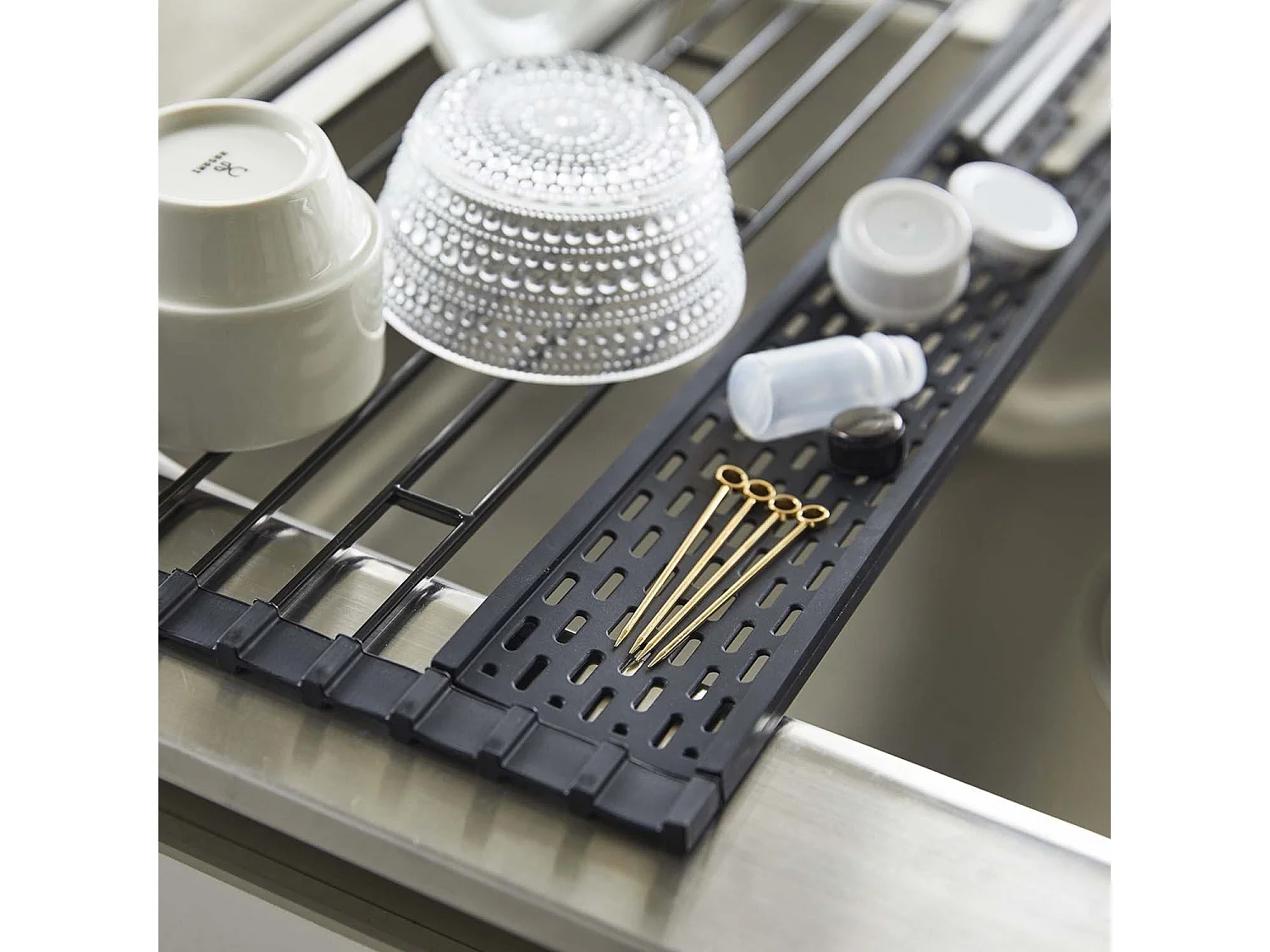 Egouttoir pliable en métal et silicone Drainer