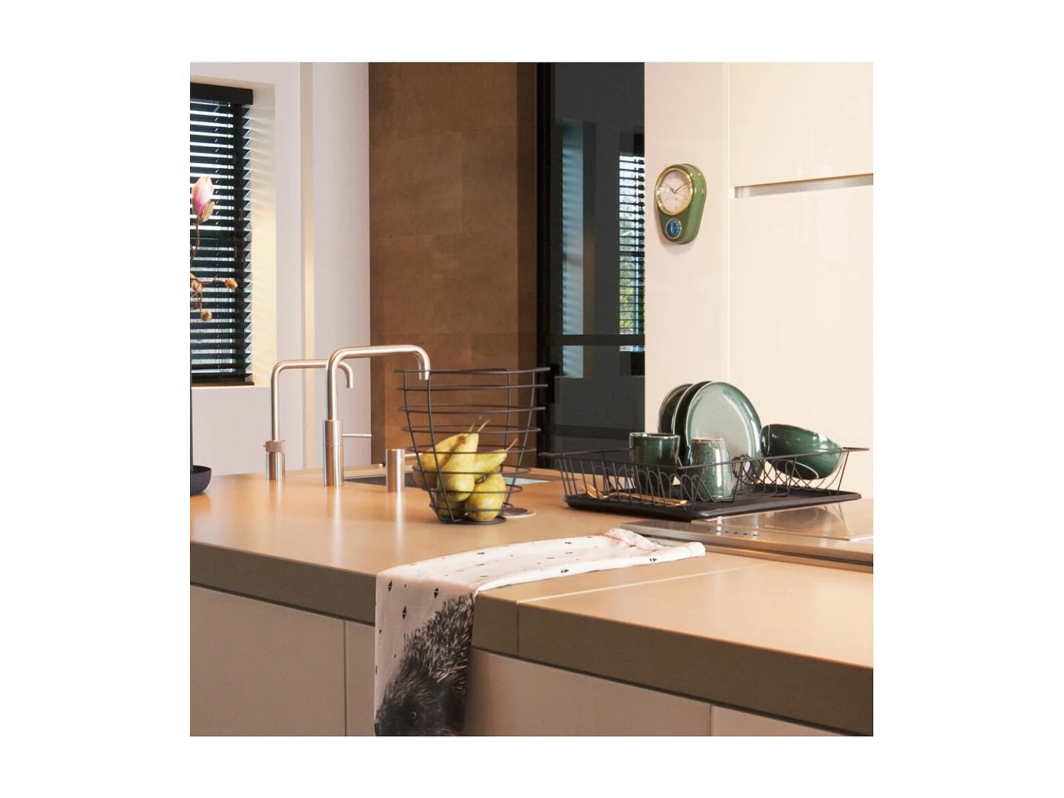 Egouttoir à vaisselle en métal avec plateau Dish