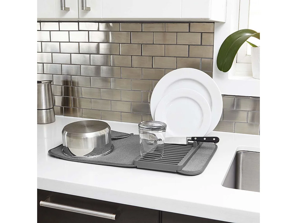 Tapis de séchage vaisselle pliable Udry mini Gris