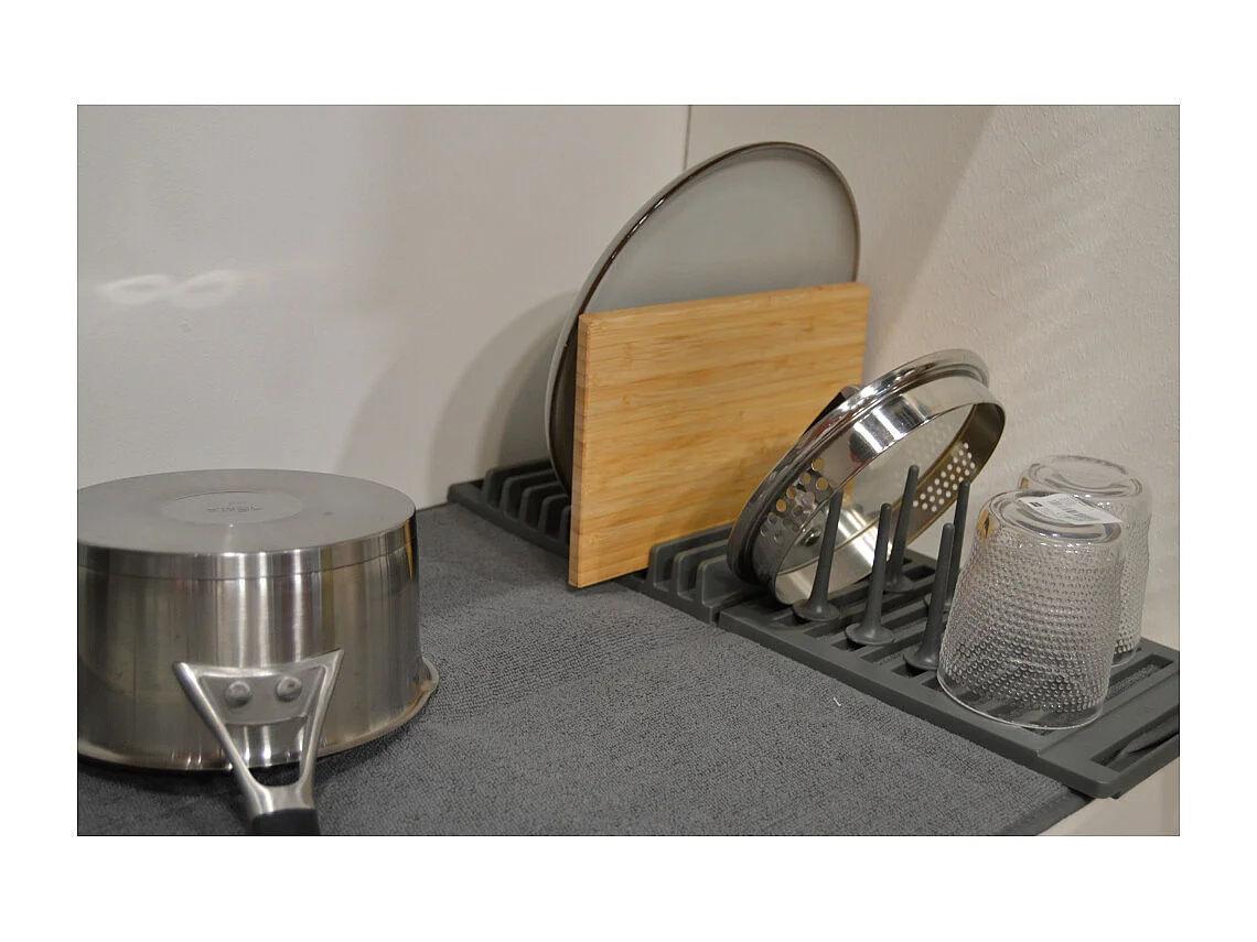 Tapis de séchage vaisselle pliable Udry mini Gris