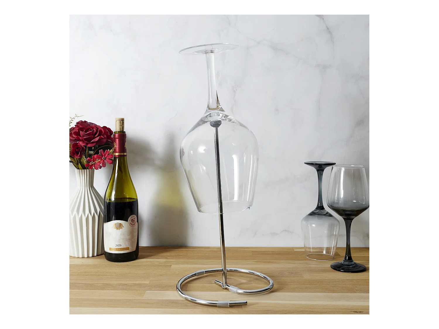 Sechoir A Carafe Metal Chrome Argent