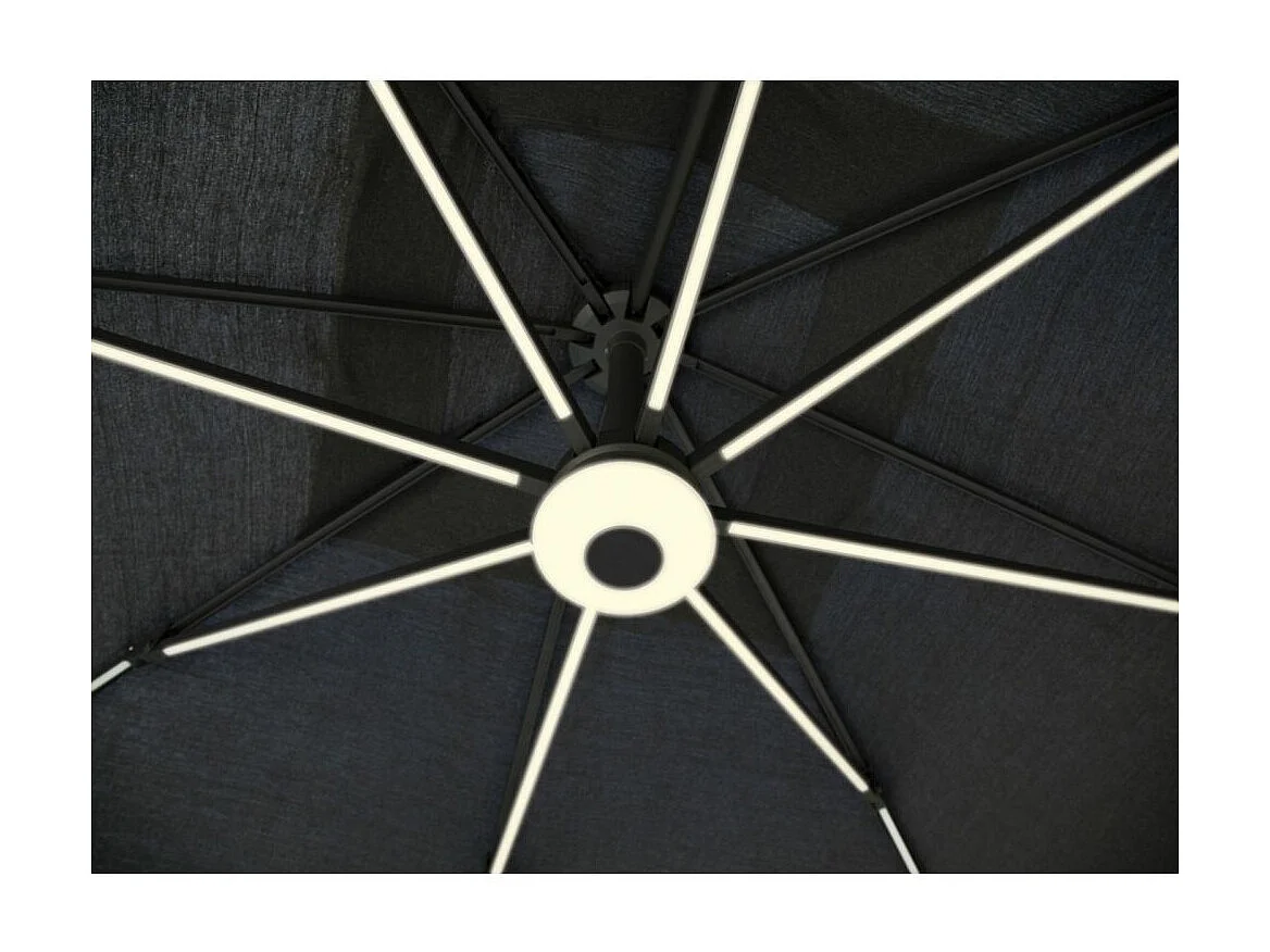 Parasol déporté en aluminium 2.7 m avec leds