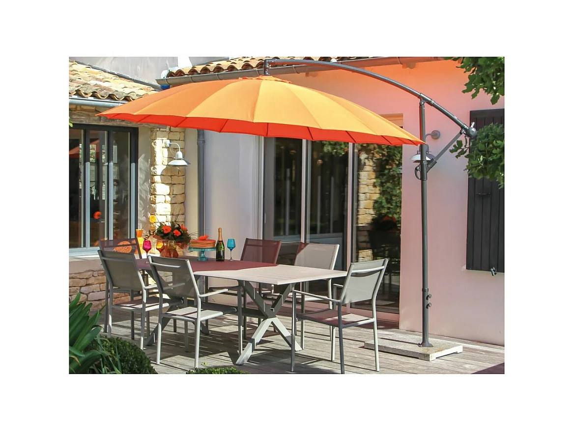 Parasol déporté en aluminium et fibre de verre 3m Pagode Gris