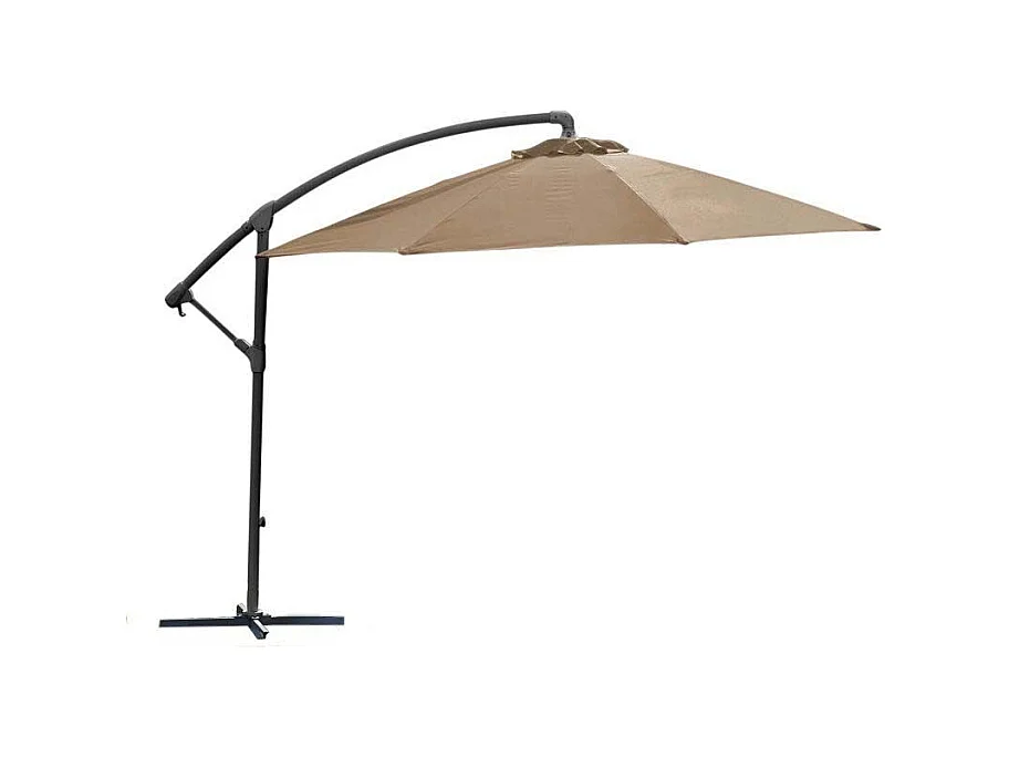 Parasol rond déporté inclinable avec pied en croix