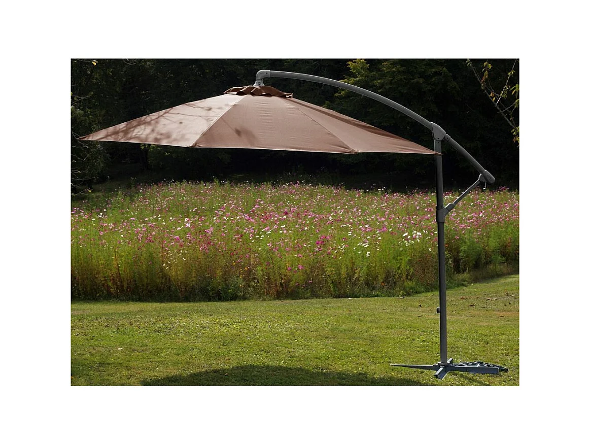 Parasol rond déporté inclinable avec pied en croix