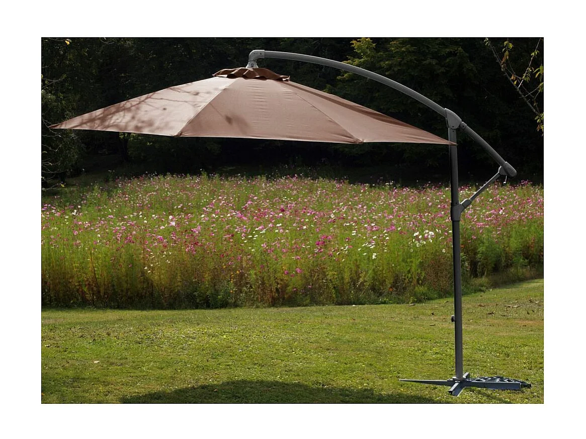 Versetzter, neigbarer, runder Sonnenschirm mit Kreuzfuß